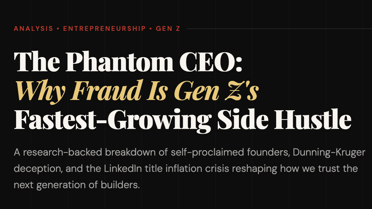 The Phantom CEO: Why Fraud Is Gen Z's Fastest-Growing Side Hustle By Rahmat Wibowo From Infraloka